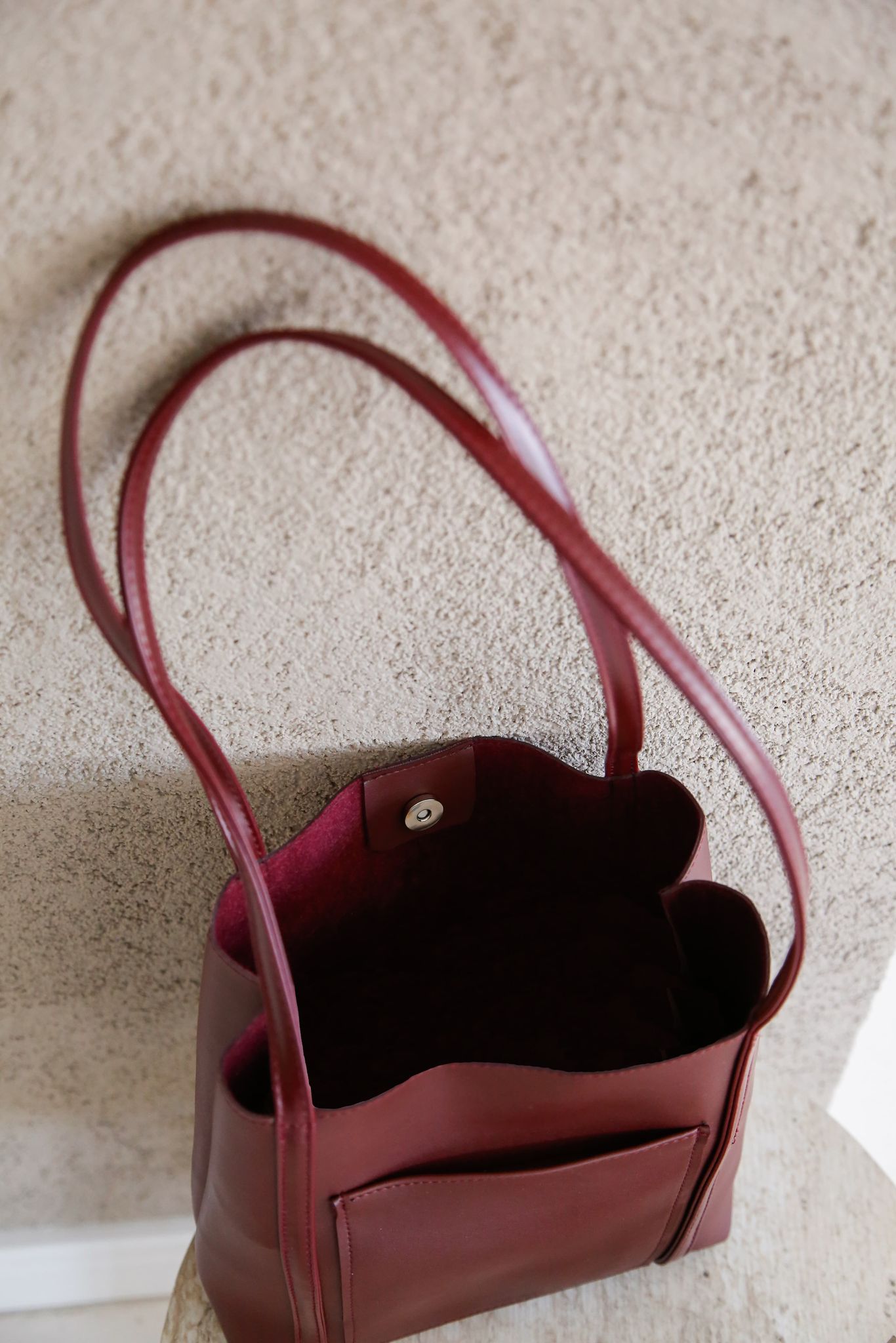 Önden Cepli Bordo El ve Omuz Çantası Aria Amber