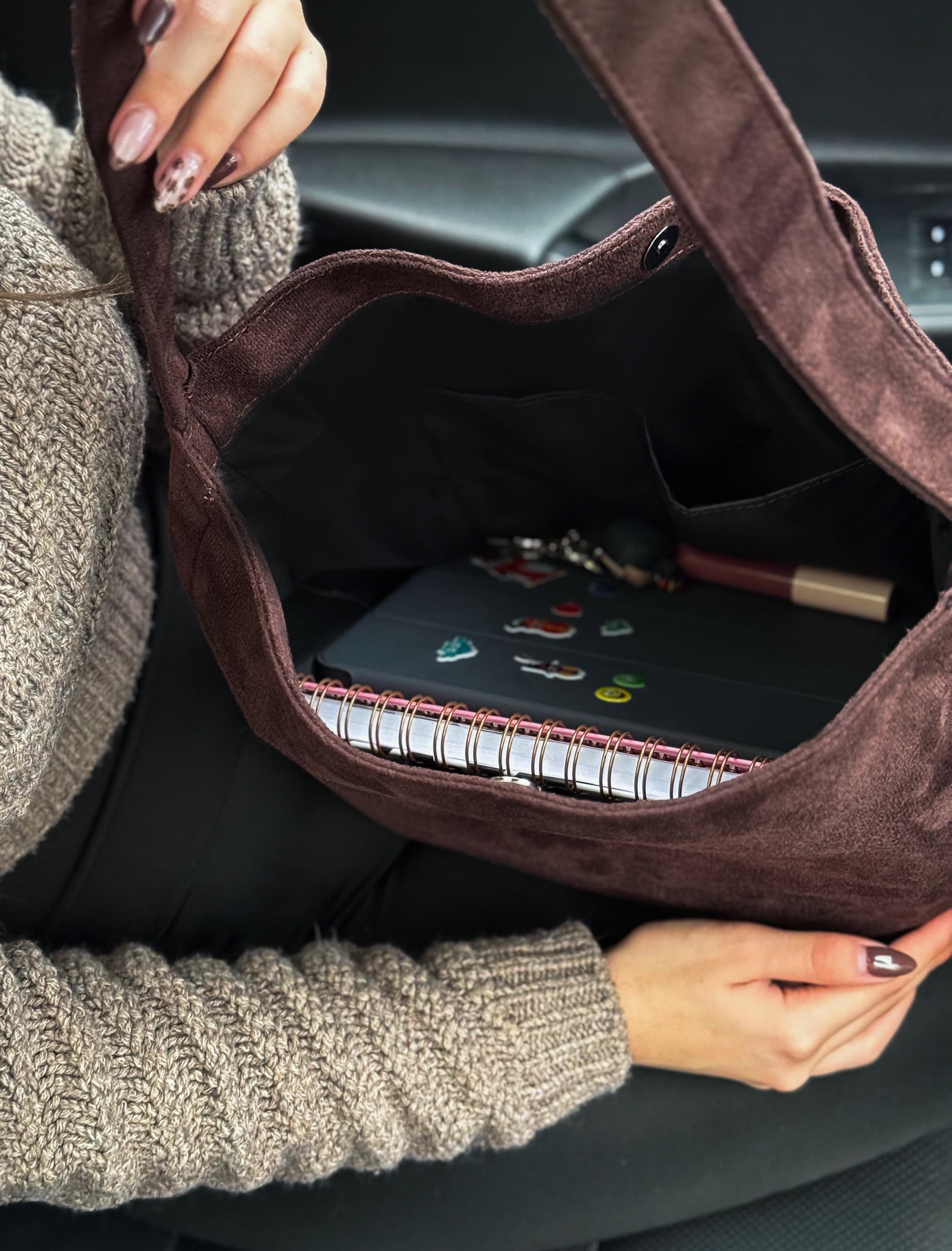 Süet Kahverengi Hobo Postacı Formu Salaş Omuz Çantası Coffe Suede