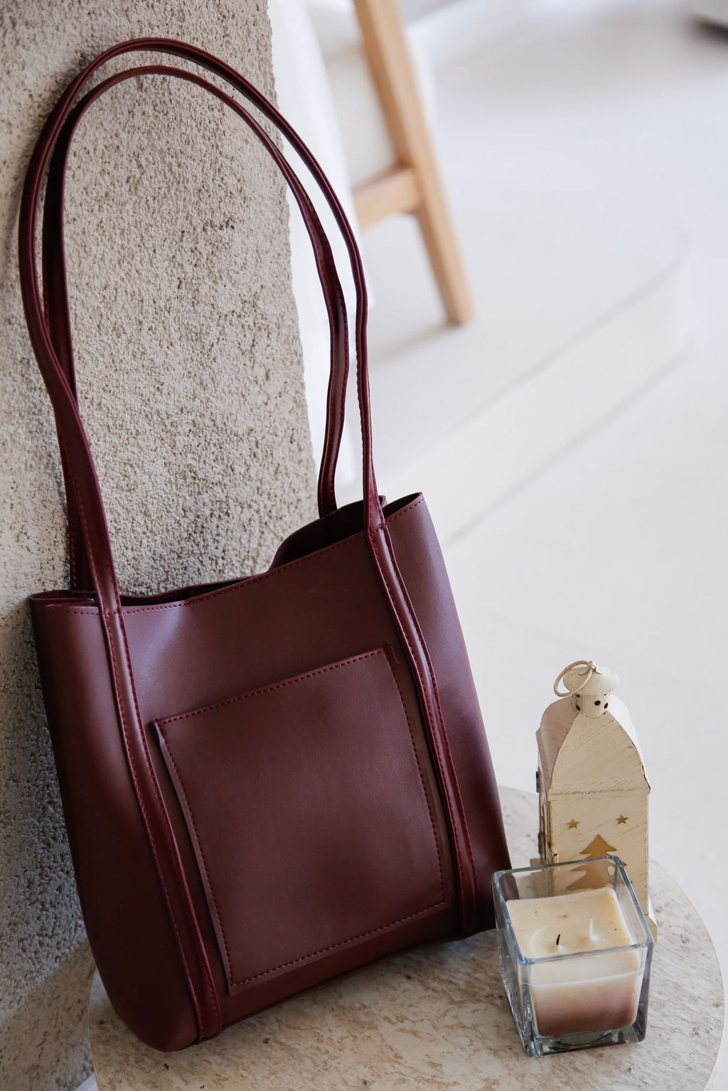 Önden Cepli Bordo El ve Omuz Çantası Aria Amber