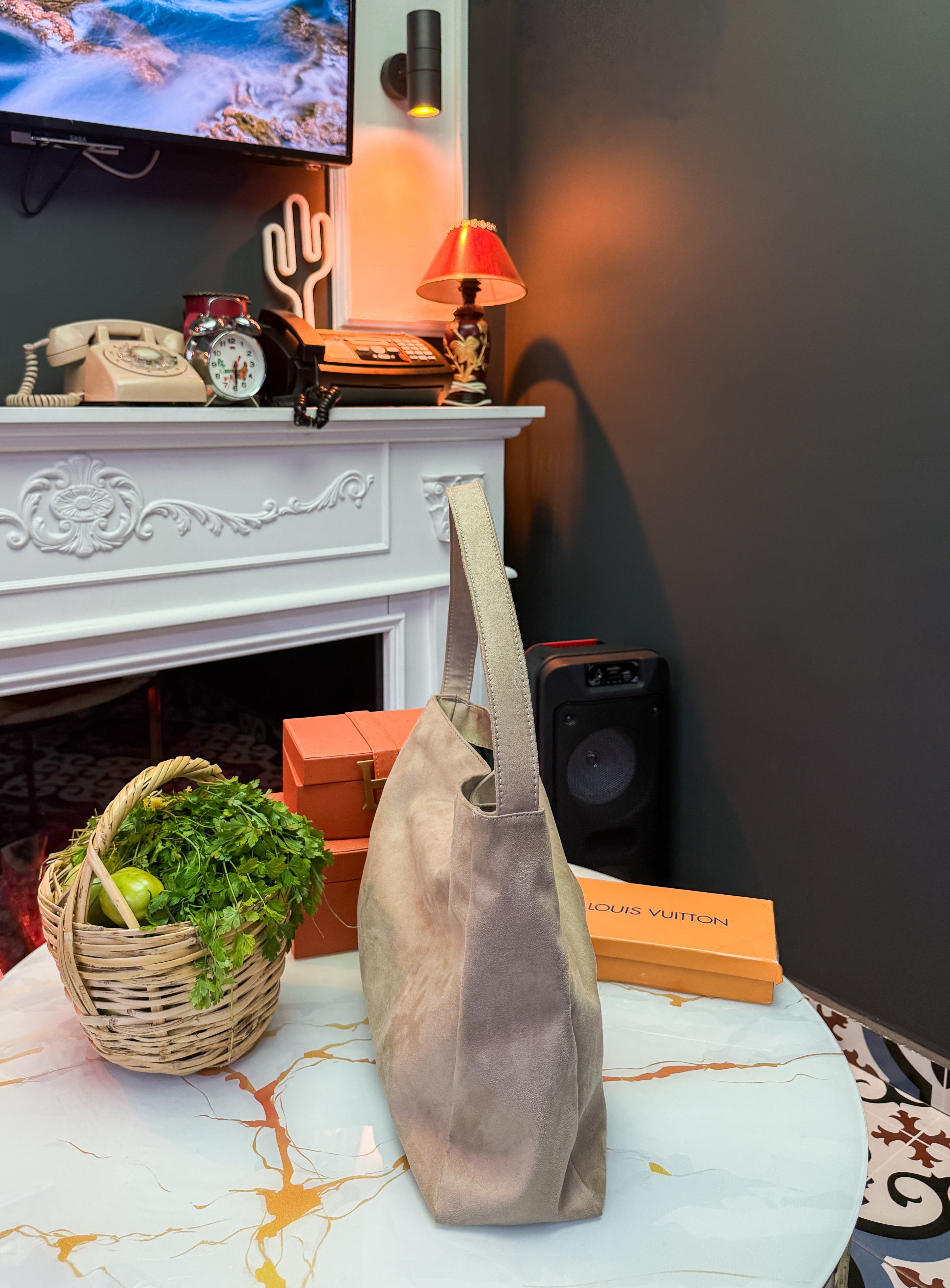 Süet Hayley Vizon Postacı Formu Salaş Omuz Çantası Dune Suede