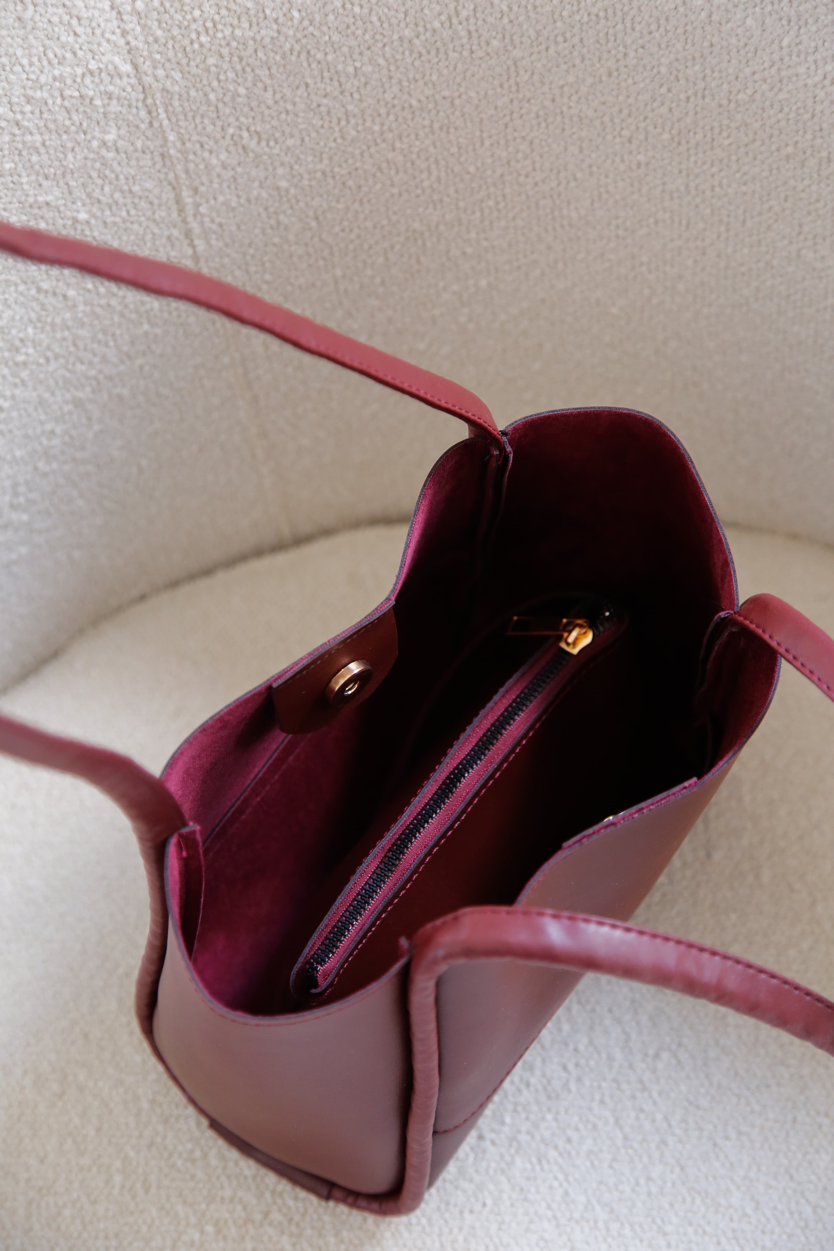 Bordo Makyaj Çantalı El ve Omuz Çantası Elyon Amber