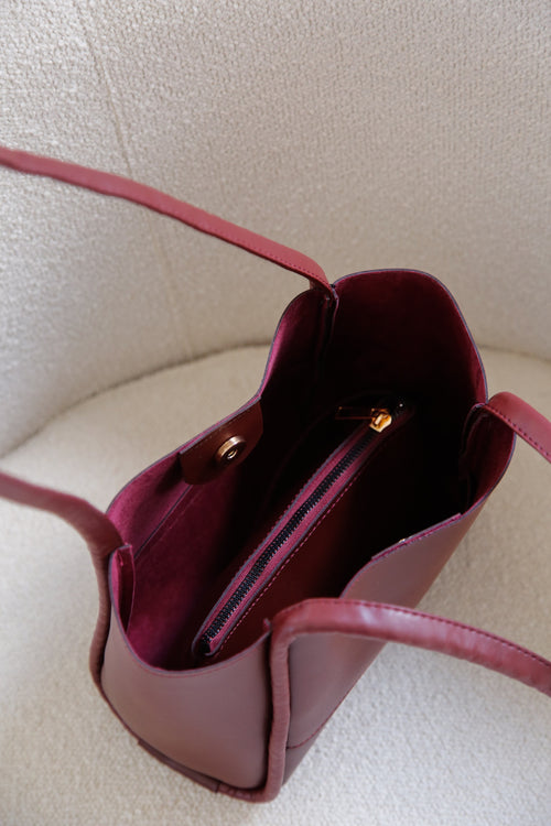 Bordo Makyaj Çantalı El ve Omuz Çantası Elyon Amber