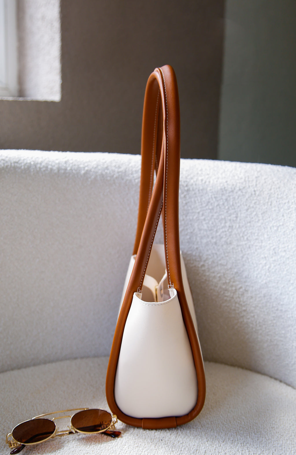 Krem Taba Makyaj Çantalı El ve Omuz Çantası Elyon Terra