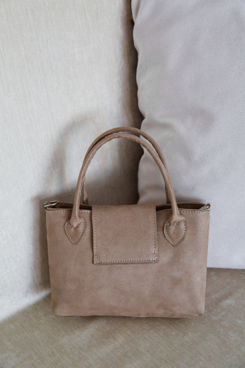 Nude Elegance - Süet Görünümlü Mini Tote El Çantası