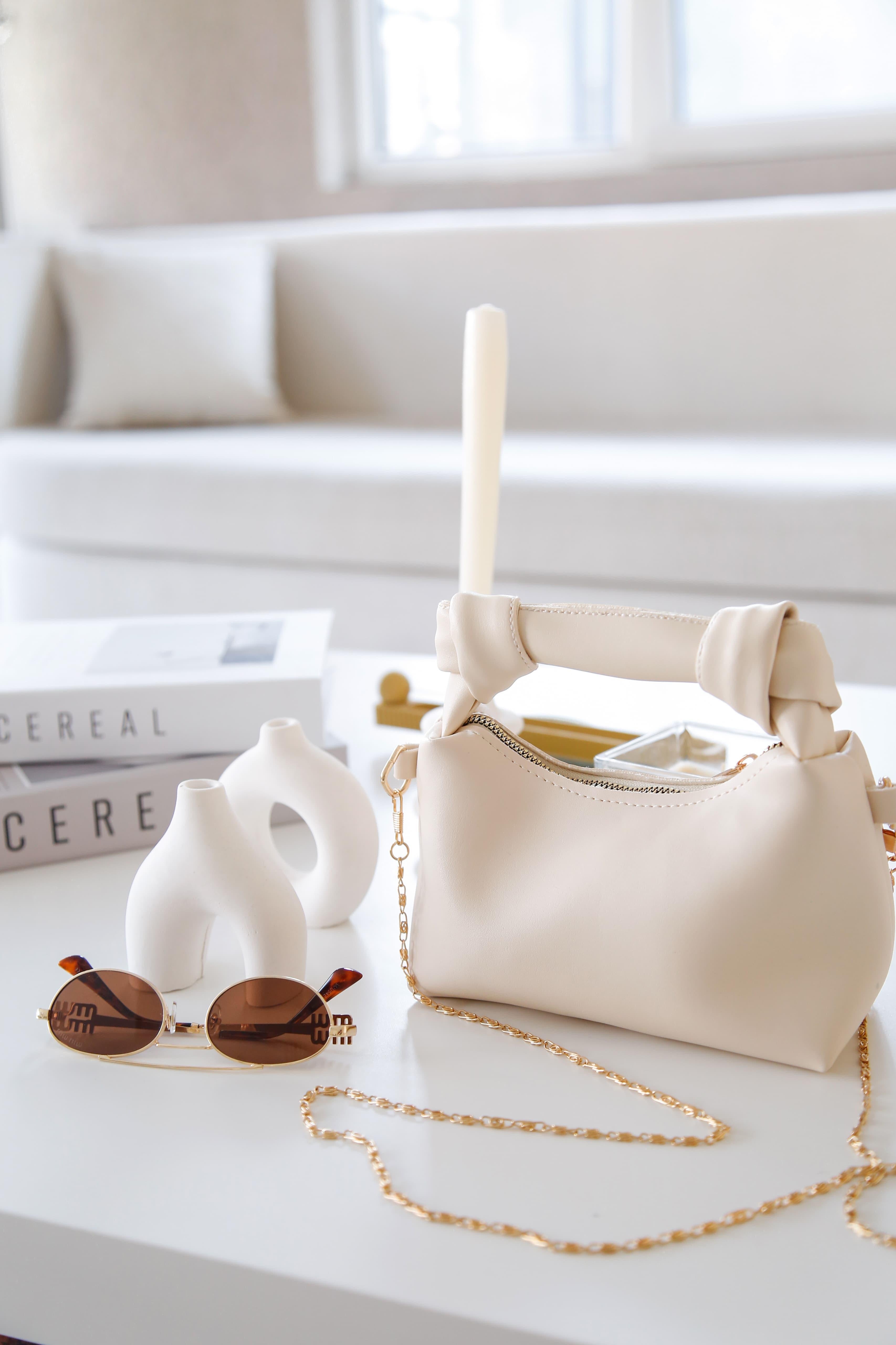 Krem Soft Modern Deri Şık Burgu Detaylı Zarif Zincir Askılı El Ve Omuz Çantası Zyra Lvory