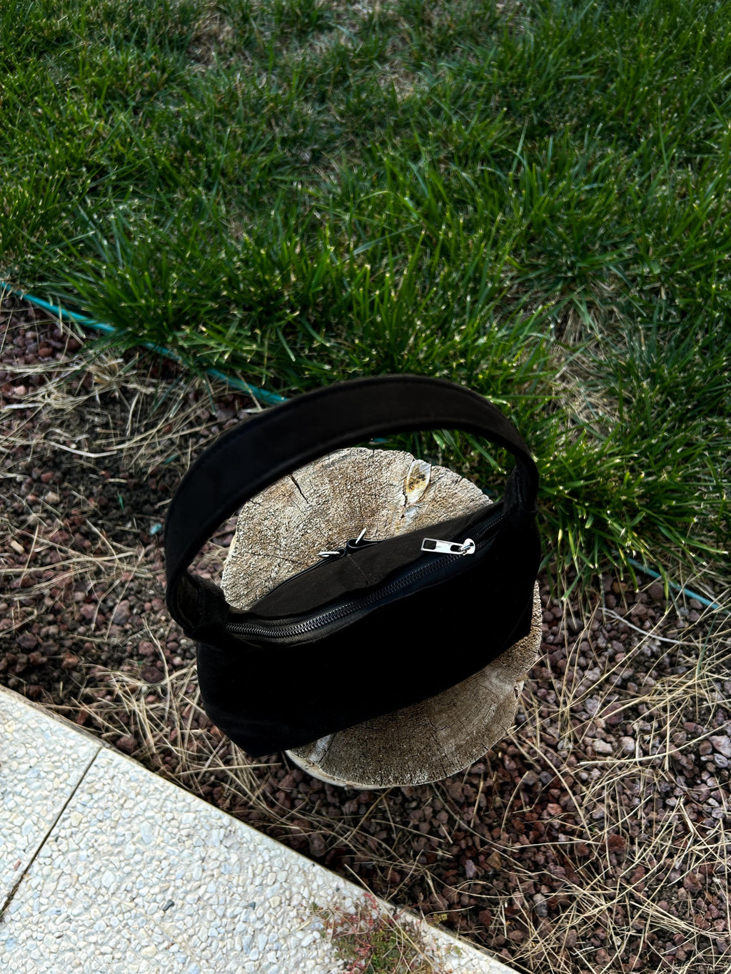 Midnight Noir Siyah Süet Şerit Detaylı El& Omuz Çantası