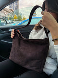 Süet Kahverengi Hobo Postacı Formu Salaş Omuz Çantası Coffe Suede