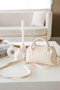 Krem Suni Deri Tek Bölmeli Fermuarlı Ayarlanabilir Askılı El, Kol Ve Omuz Çantası Sorella Sivra