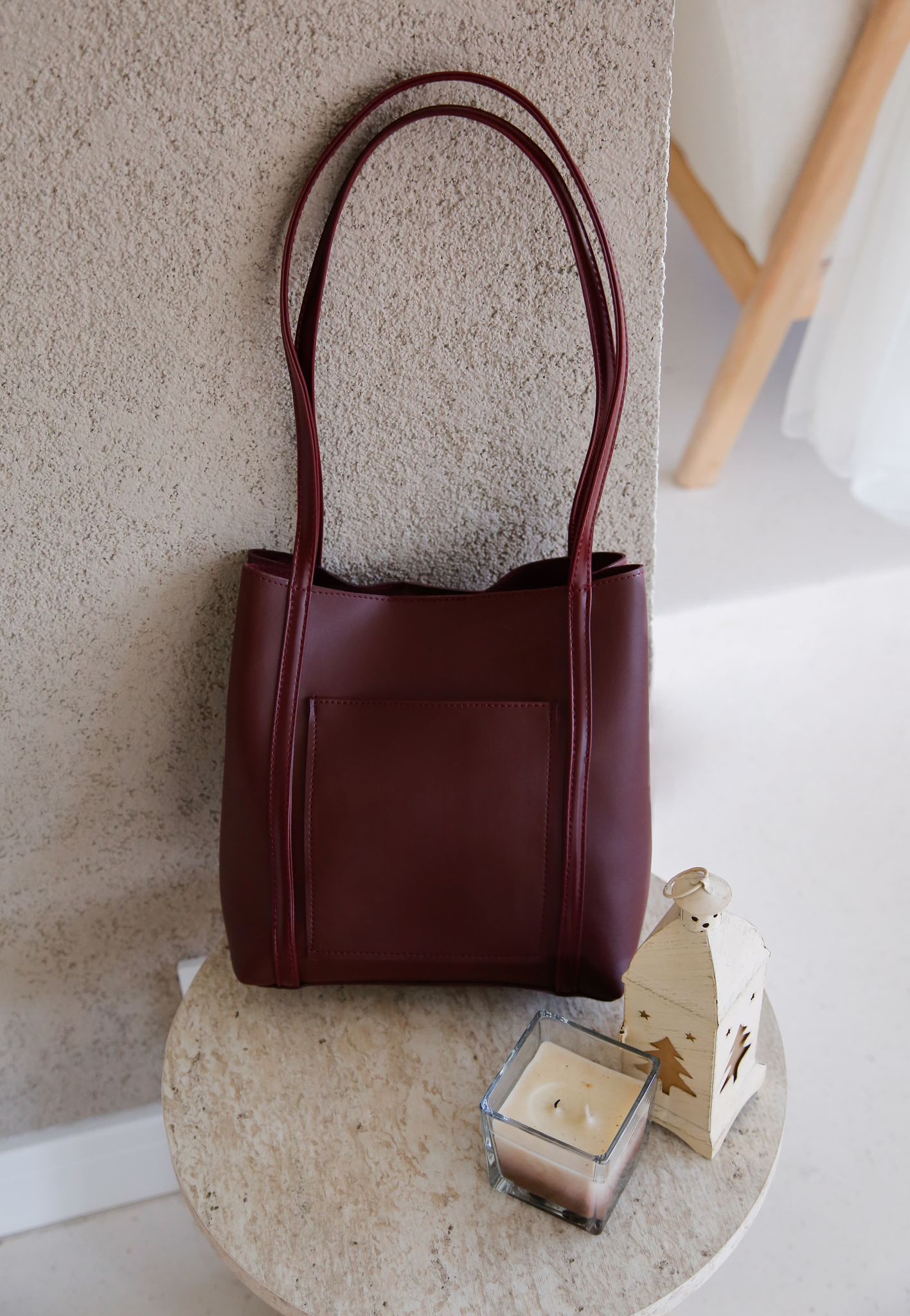 Önden Cepli Bordo El ve Omuz Çantası Aria Amber