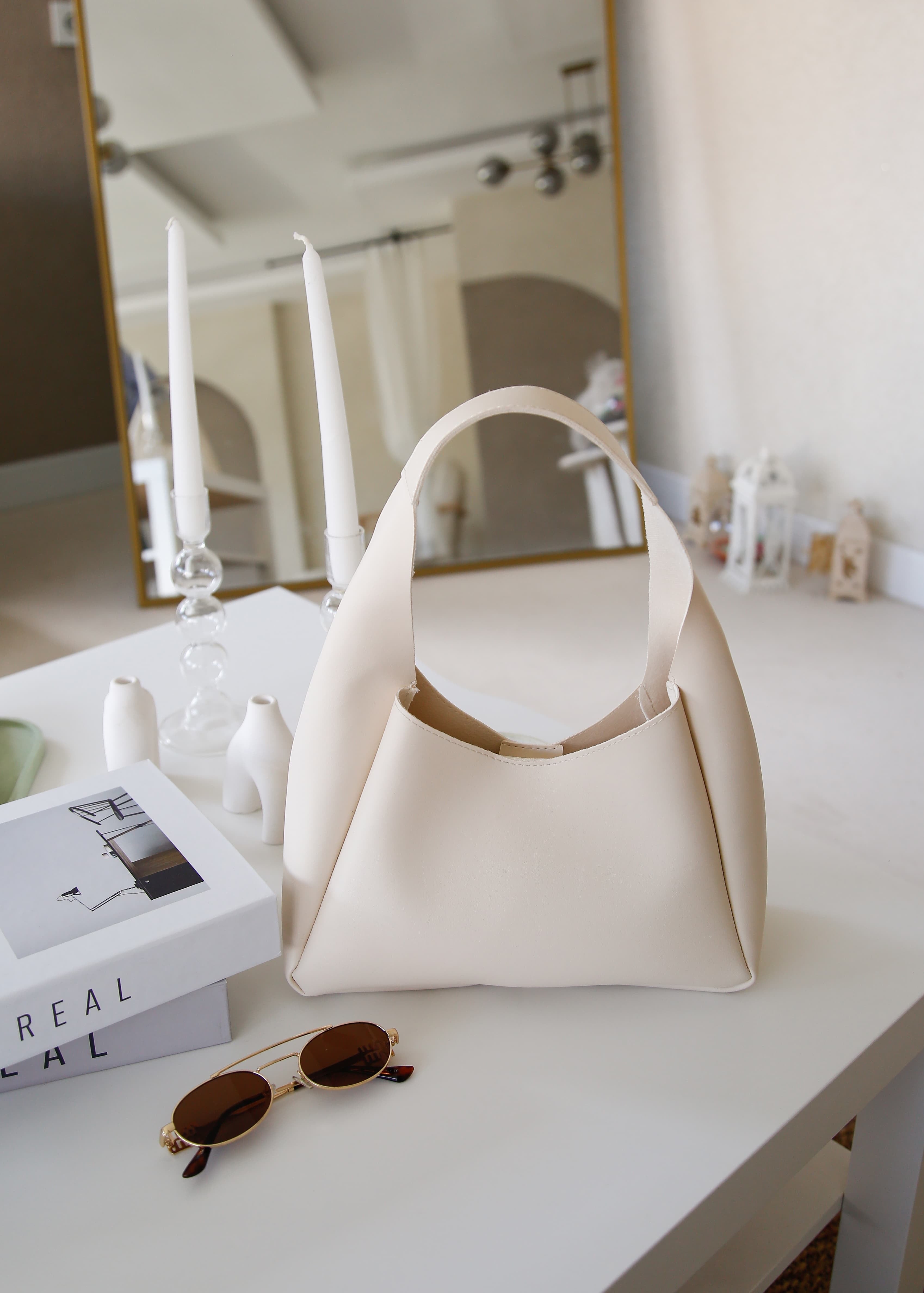 Krem Suni-Şık Deri , Çıtçıtlı, Tek Bölmeli, Fermuarlı Makyaj Çantalı, El, Kol Ve Omuz Çantası Amira Quartz