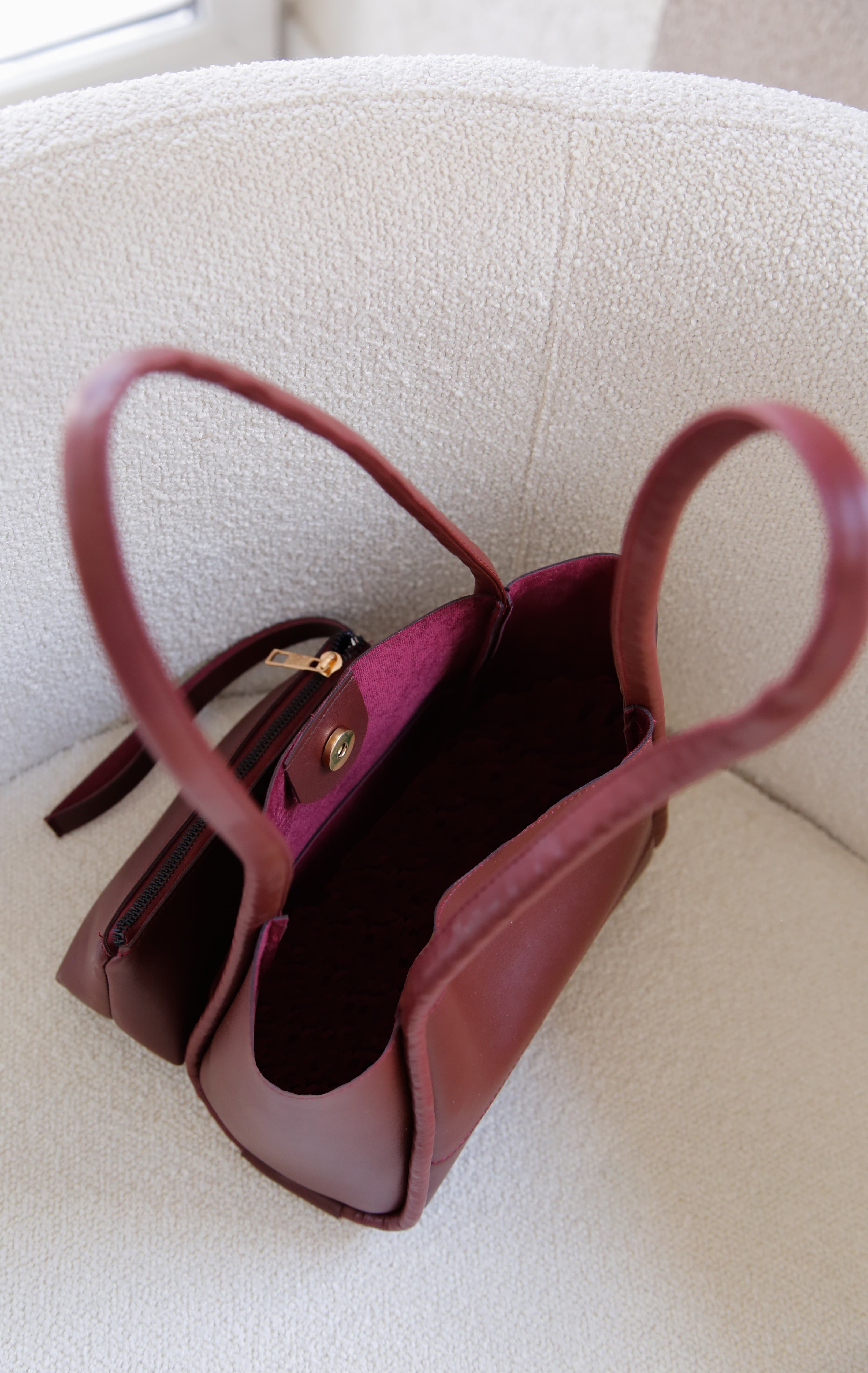 Bordo Makyaj Çantalı El ve Omuz Çantası Elyon Amber