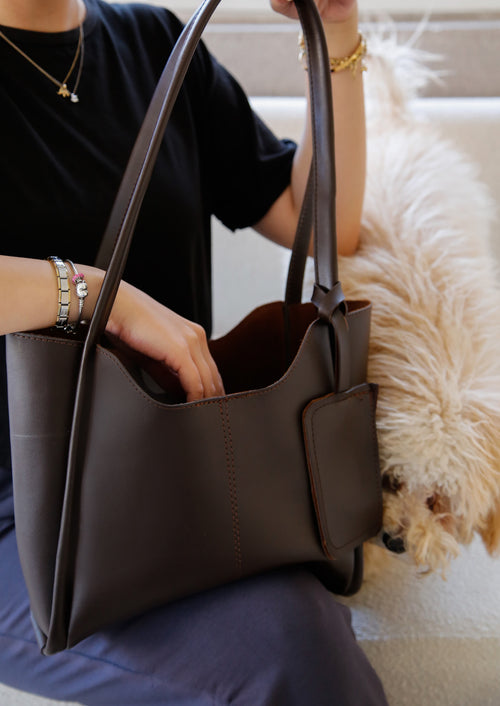 Kahverengi Şık ve Fonksiyonel Cüzdanlı & Makyaj Çantalı Kadın Çıtçıtlı El ve Omuz Çantası Lizyy Kafe