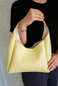 Limon Sarısı Suni-Şık Deri , Çıtçıtlı, Fermuarlı Makyaj Çantalı, El, Kol Ve Omuz Çantası Amira Daisy