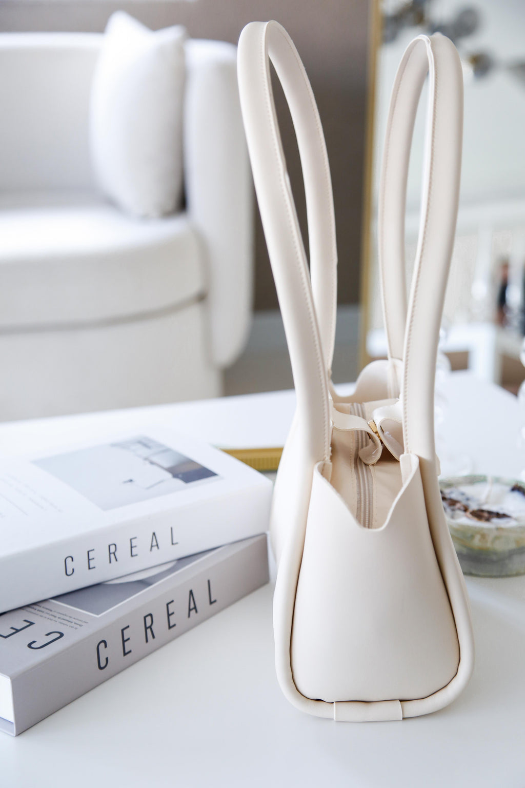 Krem Şık Cüzdanlı & Makyaj Çantalı Kadın Çıtçıtlı El ve Omuz Çantası Elyon Quartz