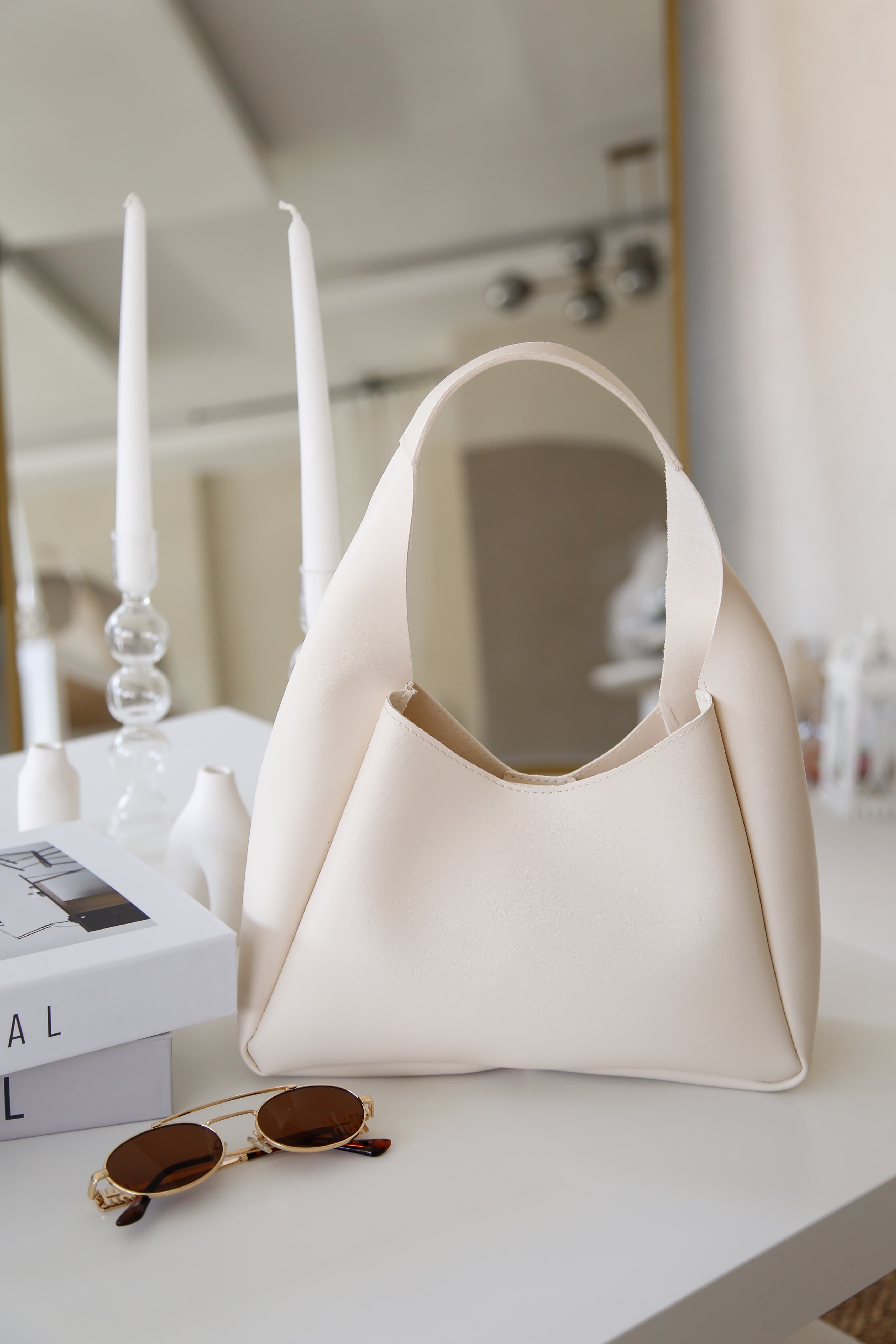 Krem Suni-Şık Deri , Çıtçıtlı, Tek Bölmeli, Fermuarlı Makyaj Çantalı, El, Kol Ve Omuz Çantası Amira Quartz